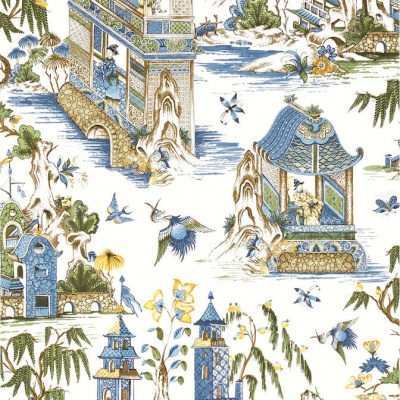 Thibaut Grand Palace Wallpaper in Blue & Green